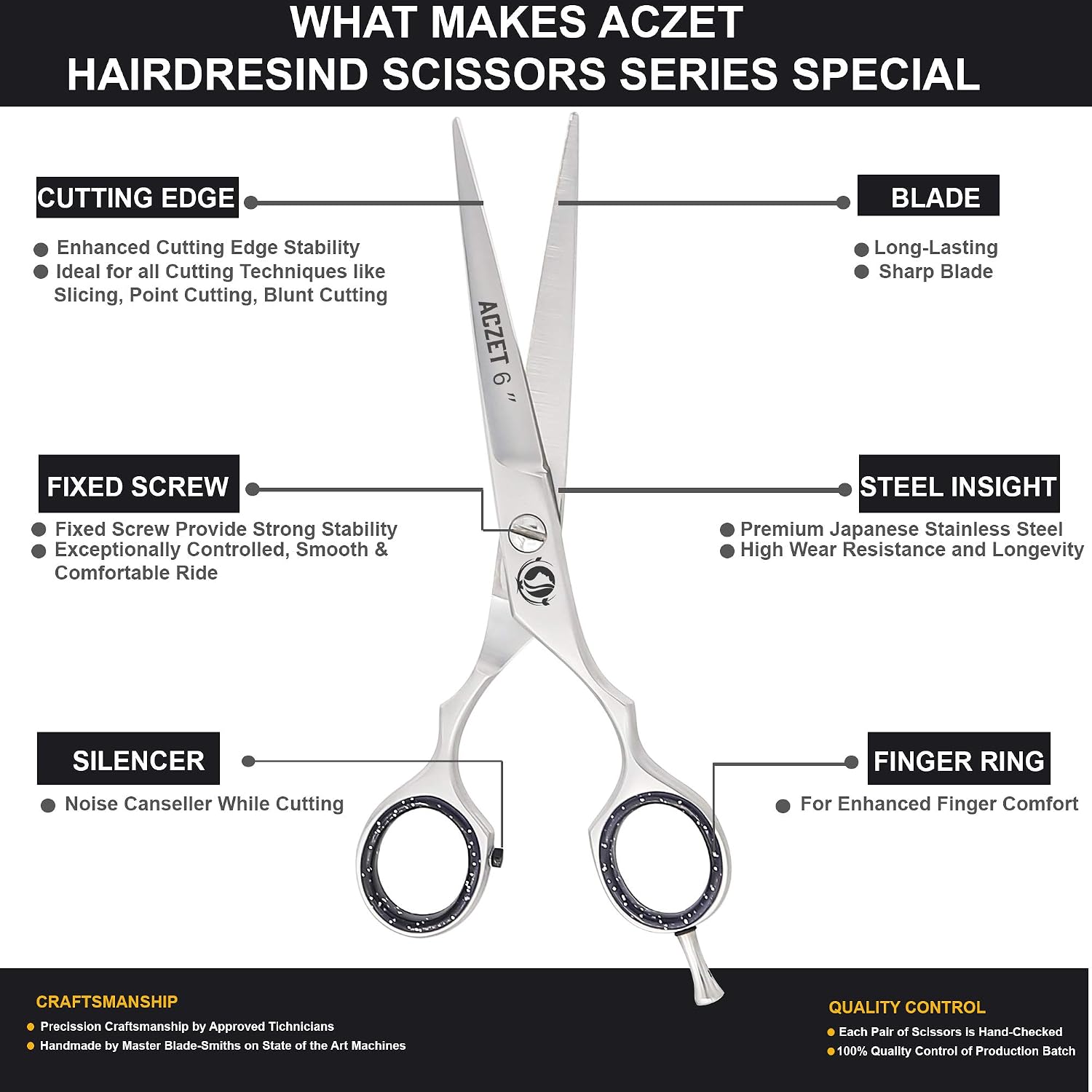 Professional Hairdressing Hair Cutting Scissors Barber Salon Shears in Stainless Steel for Men Ladies Women Kids Children - Image 3