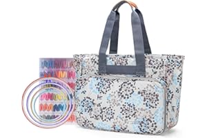 Yarwo Embroidery Project Bag, Cross Stitch Supplies Storage Organizer with Multiple Pockets for Embroidery Hoops (Up to 11.2"), Floss or Other Craft Sewing Knitting Accessories, Dandelion (Bag Only)