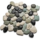 CNK Glazed Bali Turtle Pebble Tile &ndash; 12" x 12" Polished Natural Stone for Bathroom Kitchen Backsplash Landscaping | Weather-Resistant Easy to Clean | Perfect Floors Walls Showers &ndash; Pack of 1