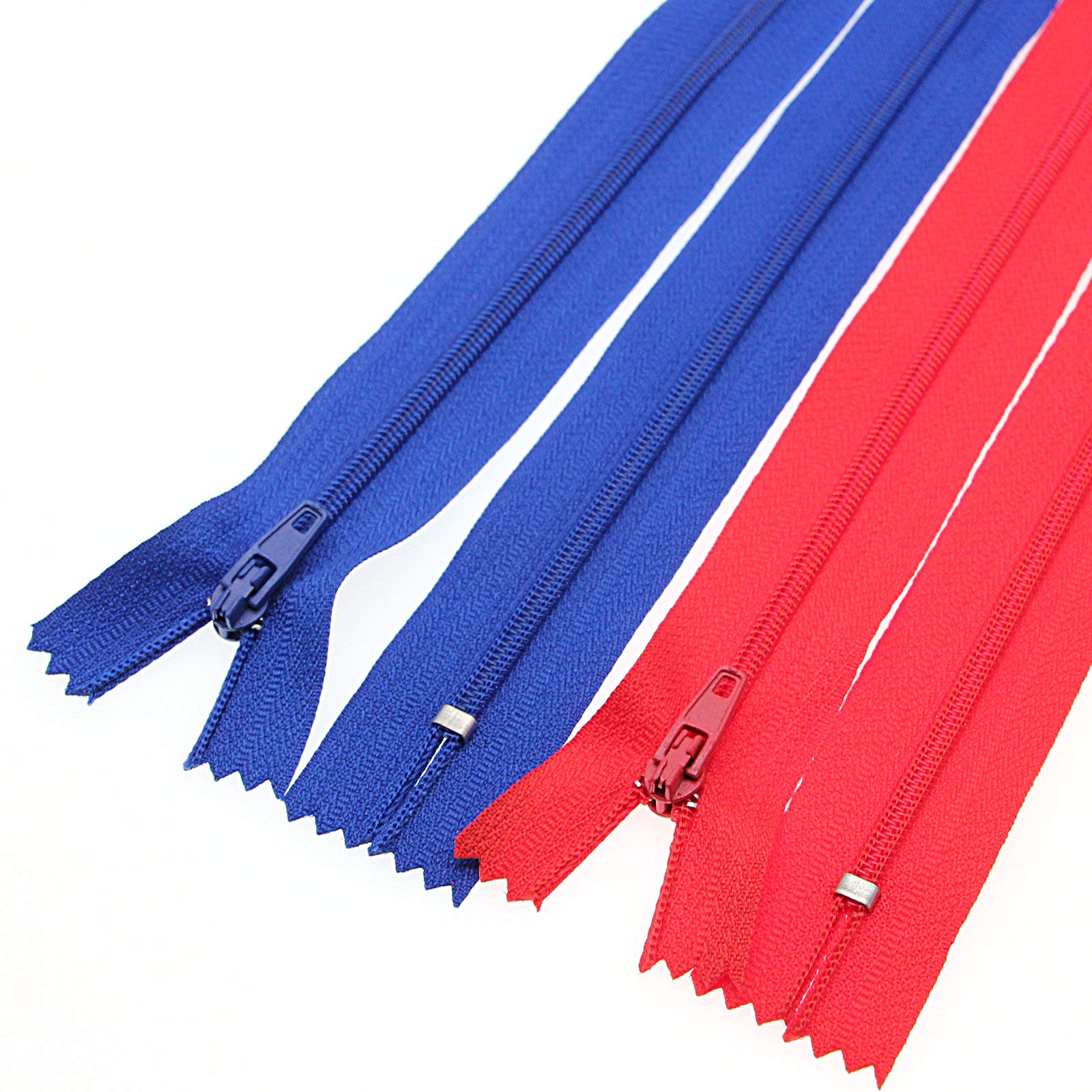 Leekayer 3# Nylon Zipper 30cm Zippers Red&Blue 2 inch Closed End Zipper for Tailor Sewing Dress Craft DIY Handmade Bulk 10 PCS/Pack