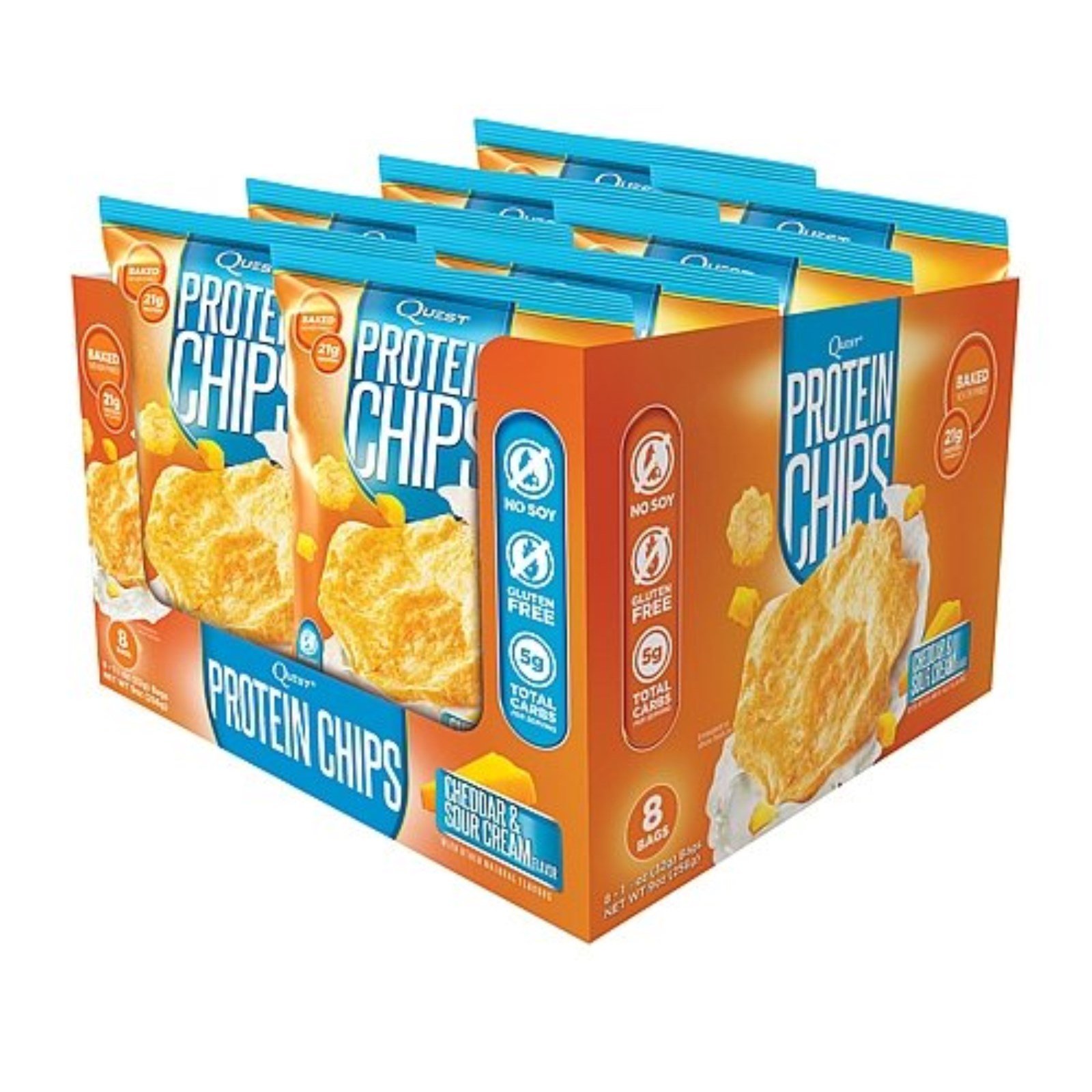 Quest Nutrition Protein Chips 1.2oz Bag 8 Count Cheddar & Sour Free