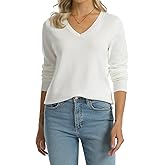 QUALFORT Women's 100% Cotton Sweater Midweight Long Sleeve Soft Knit Pullover Sweater 2026 Fall Winter Tops