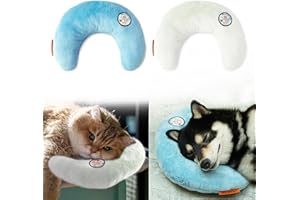 LOVMIOAW Cat Pillow, Dog Pillow, Claming Pillows for Small Dogs and Cats, Joint Relief Sleeping Improve Pet Neck Pillow， Deep Sleep Fluffy & Cozy Pet Calming Toy，Machine Washable(2 Pack(Blue&White))