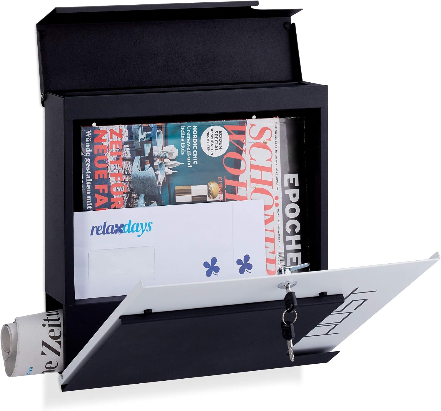 Large Paper Inbox Relaxdays Modern Letterbox with Newspaper Slot, Lockable DIN A4 ...