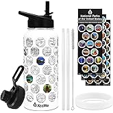 XccMe 63 National Parks Water Bottle with Stickers,32 oz Stainless Steel Insulated Water Bottle with Straws,2 Lids,Leak Proof Metal Water Cup for Hiking,Travel,Sports,Camping,Wide Mouth Bottle