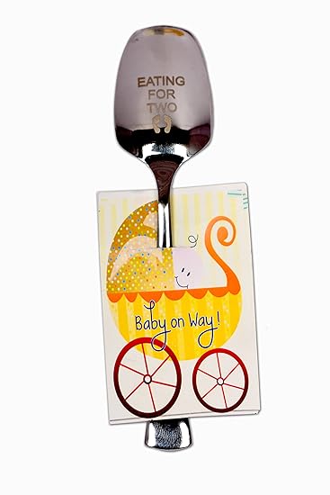 Pamper hampers Eating for Two? Engraved Stainless Steel Spoon for Expecting Mom