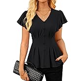 GRACE KARIN Summer Blouses for Women Dressy Casual, 2026 Ruffle Sleeve Peplum Tops, Business Work Shirt Fashioin Clothing