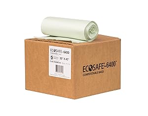 EcoSafe-6400 HB3042-85 Compostable Bag, Certified Compostable, 35-Gallon, Green (Pack of 135)
