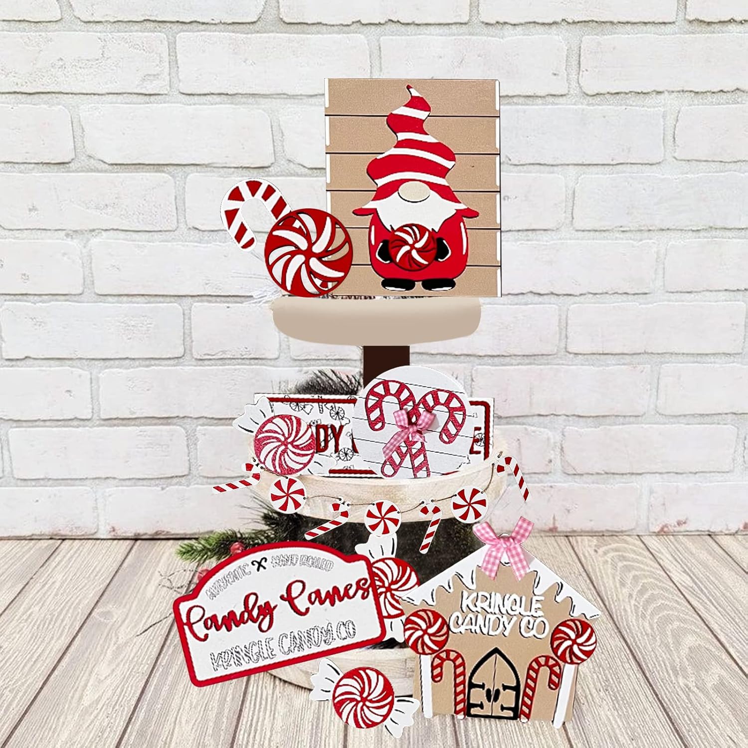 Tree Stands - Christmas Tiered Tray Decorations Set 17 Pcs Christmas Party Decorations Set christmas Santa Candy Stand Christmas Tray Ornament Christmas Candy Basket for Xmas Decorations Indoor