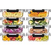 Liuruiyu 8 Pack 36OZ Glass Food Storage Containers with Lids, Meal Prep Containers, Airtight Bento Boxes with Leak Proof Locking for Microwave, Oven, Freezer and Dishwasher, BPA Free