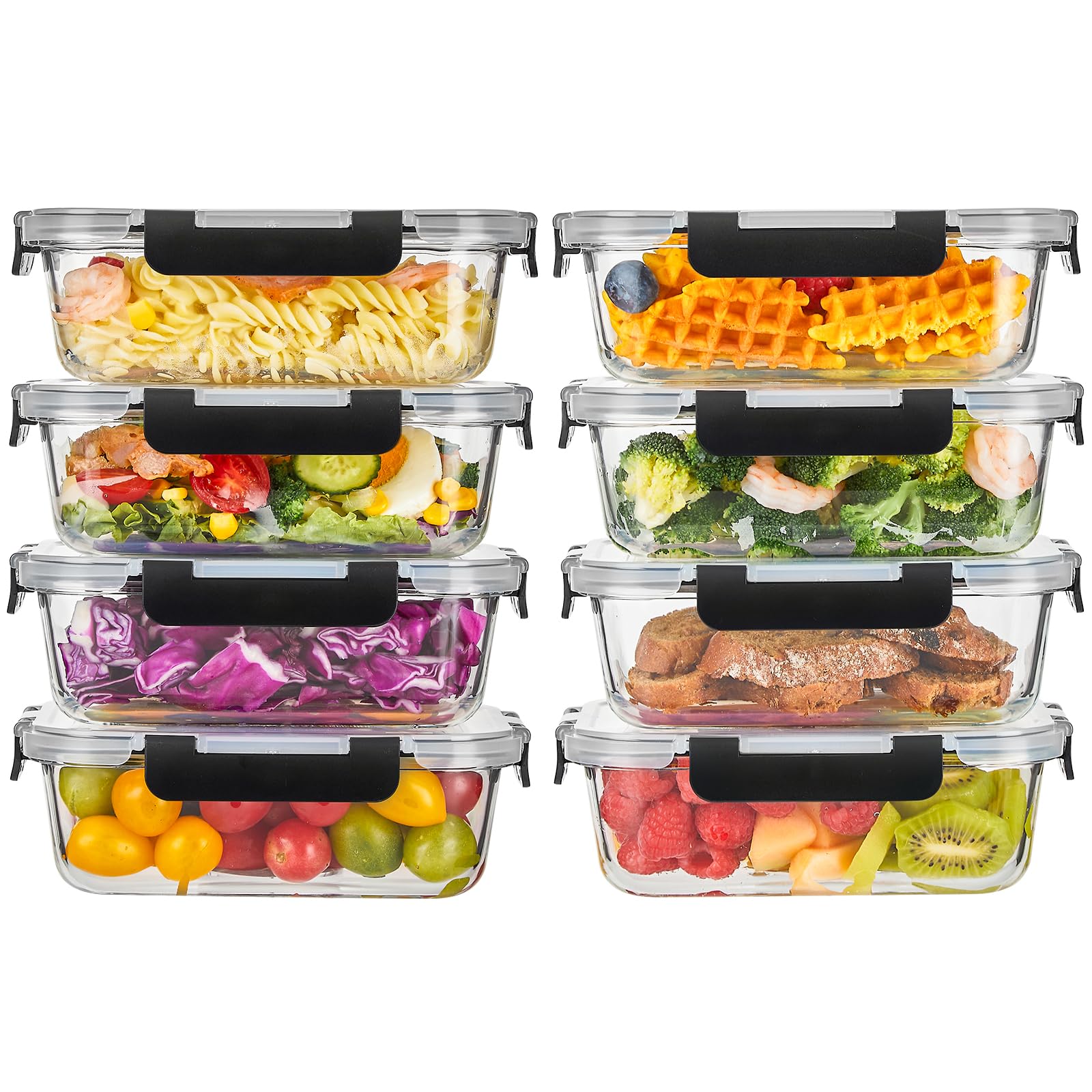 Photo 1 of Liuruiyu 8 Pack 36OZ Glass Food Storage Containers with Lids, Meal Prep Containers, Airtight Bento Boxes with Leak Proof Locking for Microwave, Oven, Freezer and Dishwasher, BPA Free