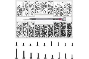 QOOSIKICC 500 Pcs M1.2/M1.4/M2 Laptop Screws, Small Screws, Micro Tiny Screws for Electronics, Computer Replacement Screws Mini Screws for Glasses Watch SSD M.2 Hard Drive Repair Screws(Black)