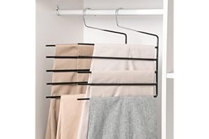Nature Smile Pants Hangers 3pack, Heavy Duty Multi Layers Space Saving Slack Hangers,Non Slip 5 Tier Open-Ended Pants Hanger 