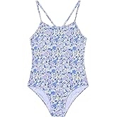 Ewbob Girls One Piece Swimsuit Quick Dry Swimwear with UPF 50+ Crossback Adjustable Straps Beach Bathing Suit for 5-14 Years