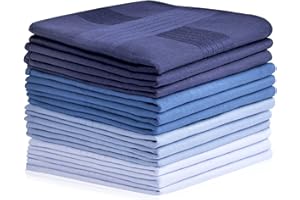 AOMIG Men's Handkerchiefs, Cotton Gents Hankies Set, Mens Premium Handkerchiefs Assorted Pocket Square Hankies