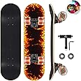 GIEEU Skateboards with Colorful Flashing Wheels for Beginners,Kids,Teens,Adults, Complete Standard Skate Boards 9 Layer Canadian Maple Deck Concave Skateboard
