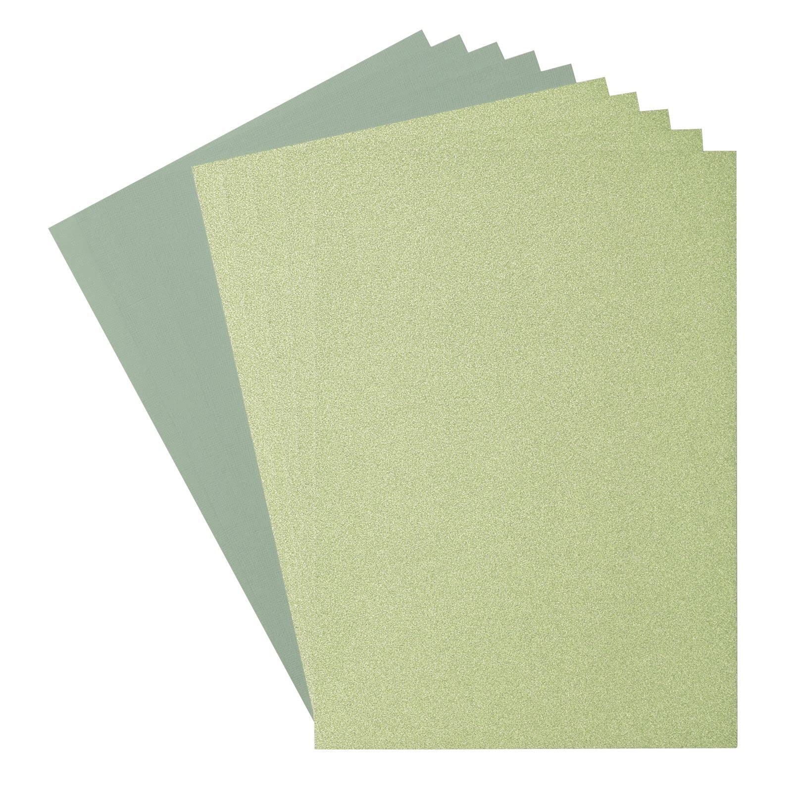 Florence Glitter Paper and Cardstock - A4 Coloured Card Making Supplies - Light Green/Iguana - 10 Sheets - Coloured Paper for Scrapbooking, Card Making and Other Paper Crafts - 250/216 GSM