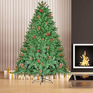 CHORTAU Christmas Tree 6ft 2020 Newest Artificial Christmas Trees Holiday Decoration Metal Stand Tips Easy Assembly Green