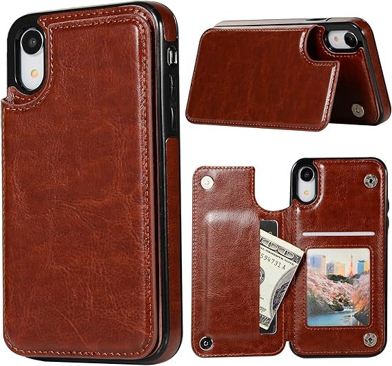 Phone Case for iPhone XR with ID&Credit Card Holder Slots Pockets
