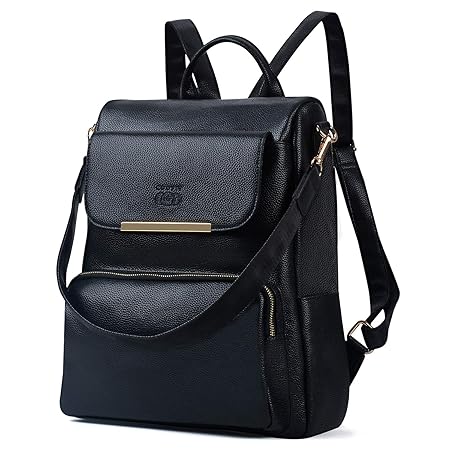 Rucksack Damen,COOFIT Damen Rucksack Elegant Anti-Diebstahl Tagesrucksack Leder Rucksack Kleiner Rucksack Schwarz Schulrucksa