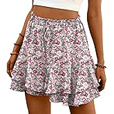 Lepunuo Flowy Shorts for Women Boho Ruffle Tiered Butterfly Skorts High Waist Mini Skirts Casual Shorts