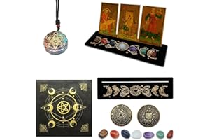 knana Tarot Card Holder Set - Complete Kit with Stand, Crystals, Cloth, Decision Maker Coin, and More - Accessorize Your Tarot Reading with Witch Divination Tools - Wiccan Supplies -11Pcs