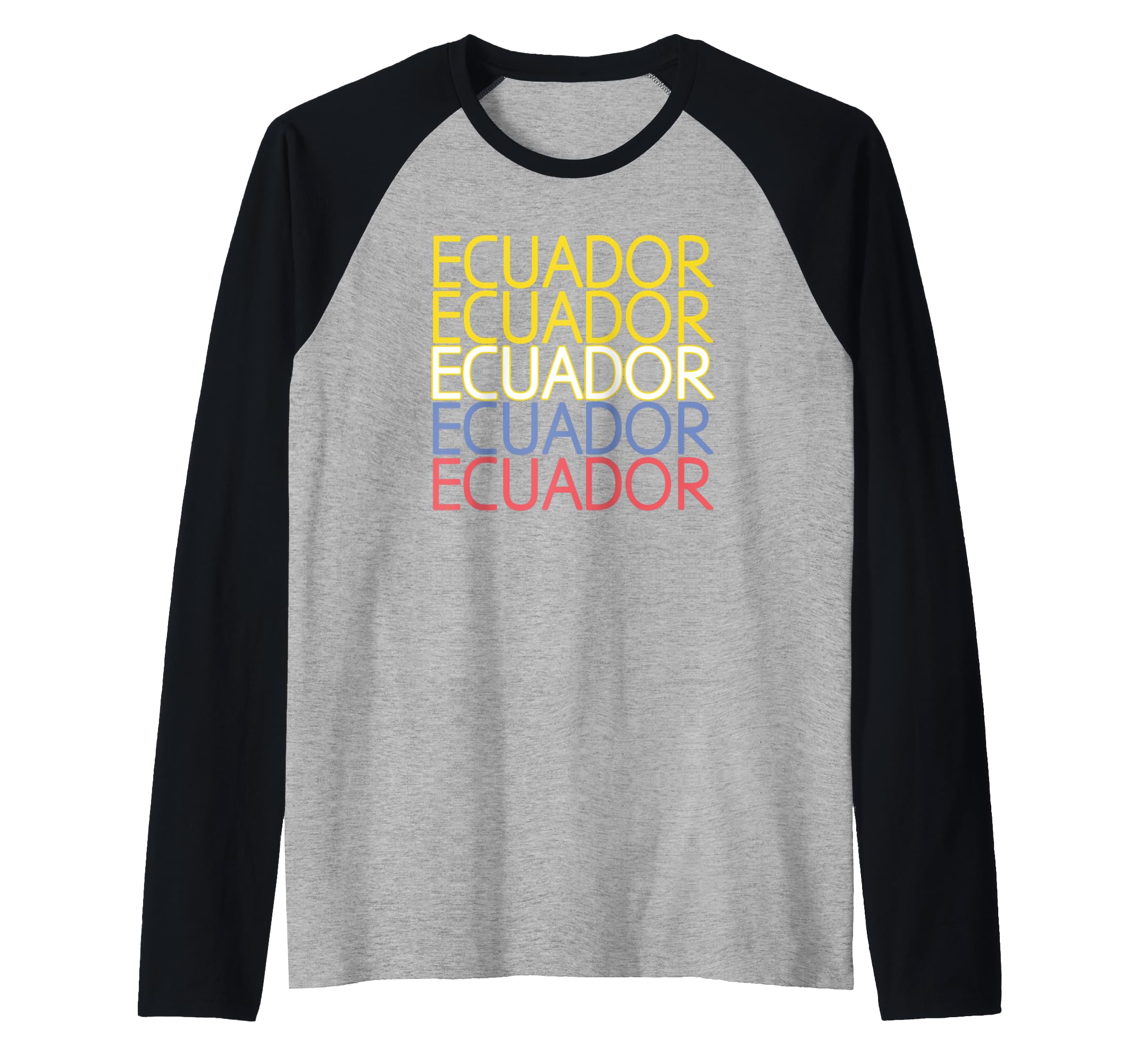 Ecuador Five Times Word Stack Raglan Baseball Tee