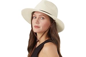 Zylioo XXL Oversize Straw Sun Hat for Big Heads, Wide Brim UV Protection Panama Beach Hat, Summer Fedora with Lanyard