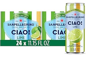Sanpellegrino CIAO! Lime Sparkling Water, Low-Calorie Italian Sparkling Water with Real Fruit Juices, 0g Added Sugar, 24-Pack