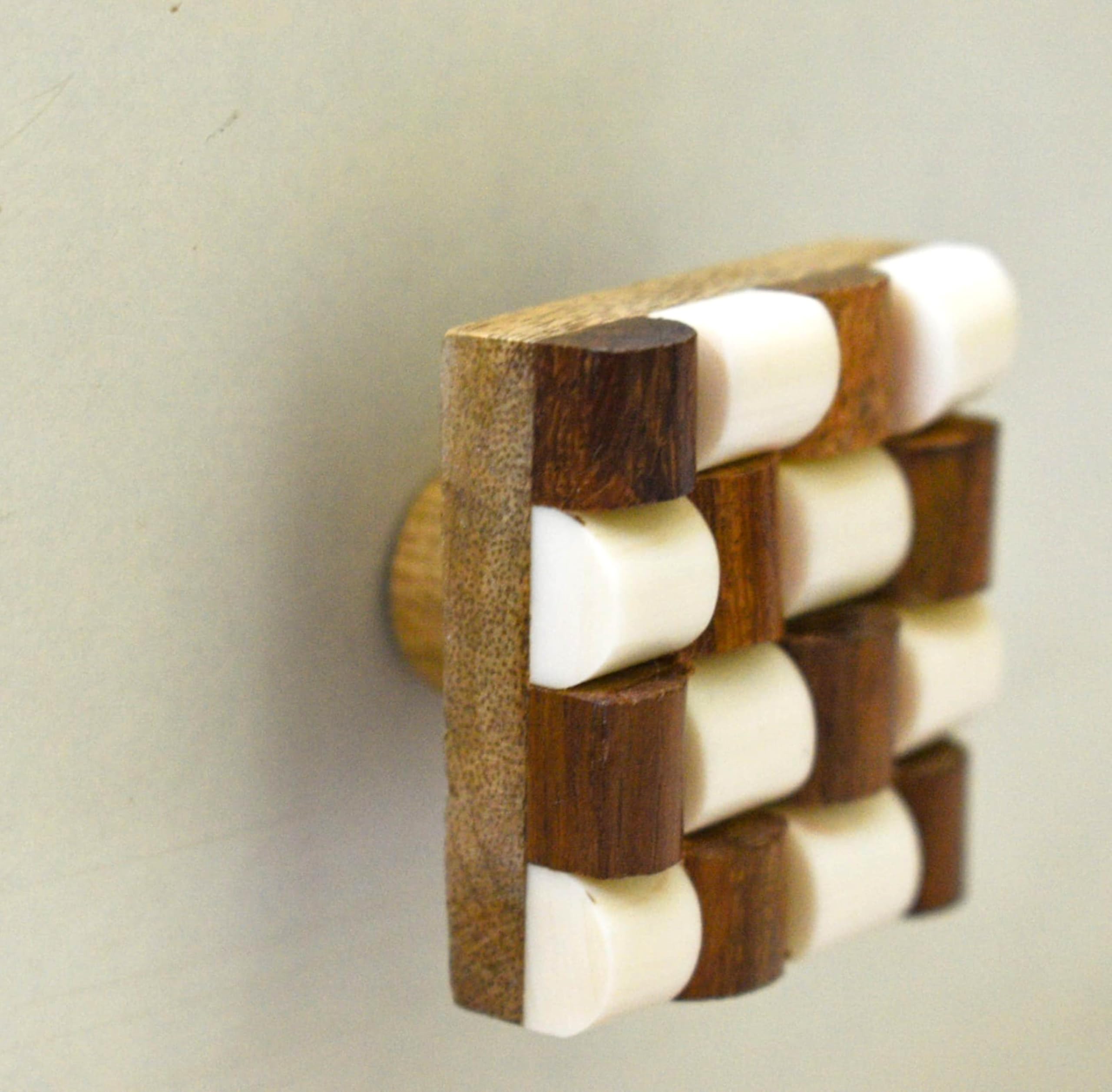 ARTISNO Handmade Square Shape Wood and Resin Kitchen Cabinet Drawer Knob, Wooden Drawer knobs,Wardrobe Pulls,Cabinet Door Handle,Set of 6 (Square Wood) — image 1