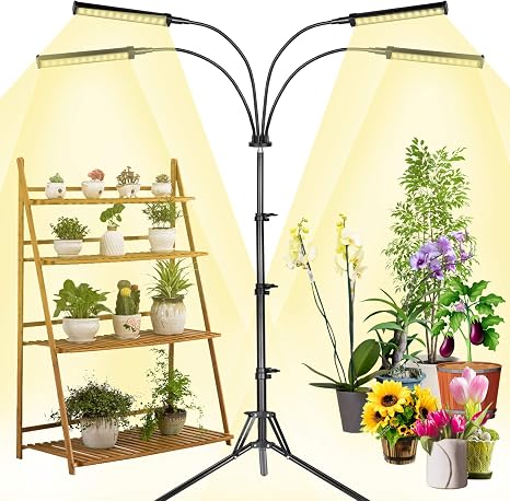 Lampe Horticole LED MICCYE 286 LEDs - Spectre Complet UV/IR, Minuterie 4/8/12H, Trépied Réglable