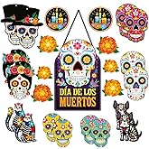 Dia De Los Muertos Decor Day of The Dead Decorations Dia De Los Muertos Sign Day of The Dead Decor Sugar Skull Cutouts Halloween Party Supplies, Set of 25