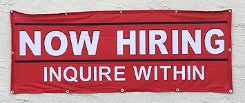 Amazon Com Now Hiring Apply Within Red Fabric Banner With