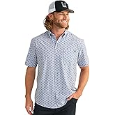 HUK - Mens Kona Pattern Short Sleeve Fishing Button Down Shirt, Harbor Mist 3.0, 3X-Large