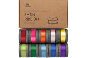 Vitalizart Satin Ribbon 3/8 Inch Rainbow Ribbon for Gift Wrapping Crafts Assorted Fabric Silk Ribbon for Hair Flower Bouquet Wedding Balloon 30 Yards