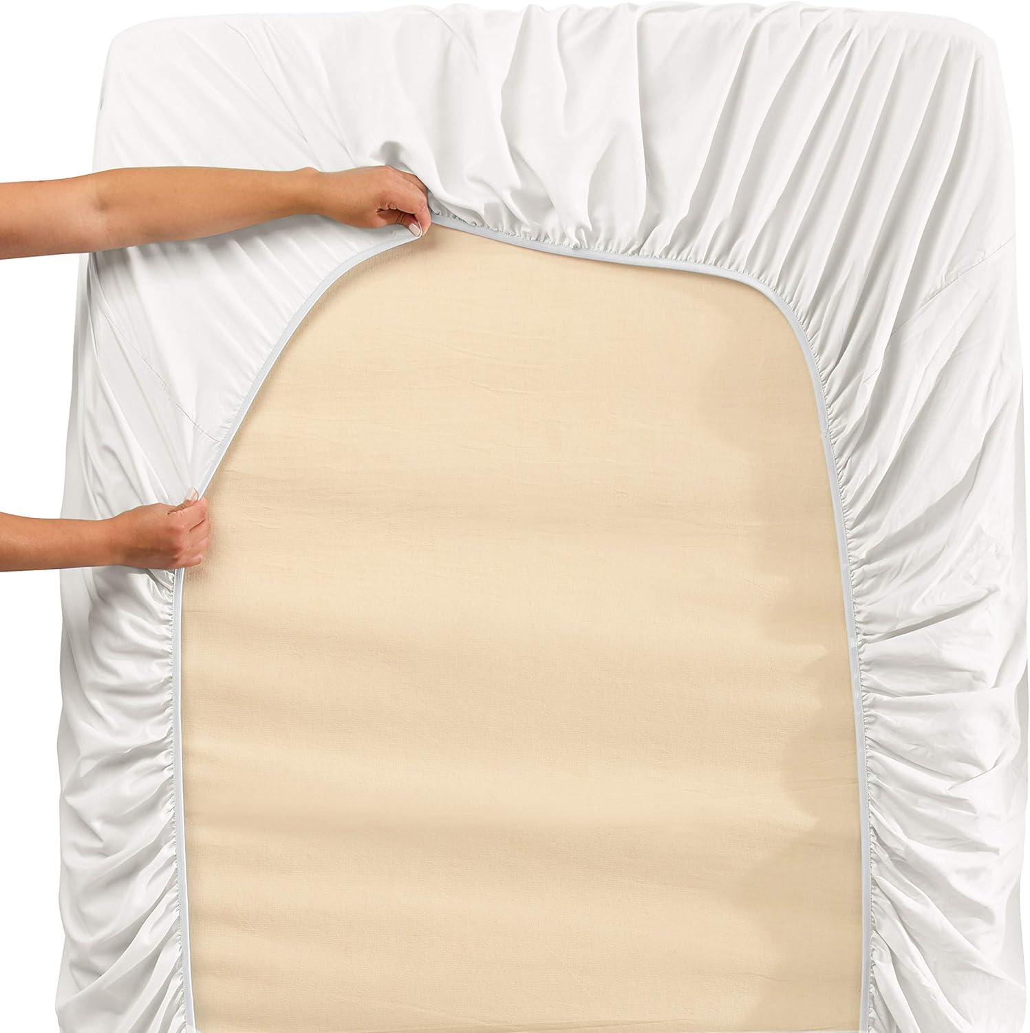 Nestl Deep Pocket King Sheets: 4 Piece King Size Bed Sheets with Fitted Sheet, Flat Sheet, Pillow Cases - Extra Soft Microfiber Bedsheet Set with Deep Pockets for King Sized Mattress - White: Home & Kitchen