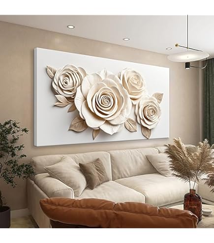 Amazon.com: Ecqizer 春暖花开手绘油画玄关客厅装饰画山水风景高档挂画