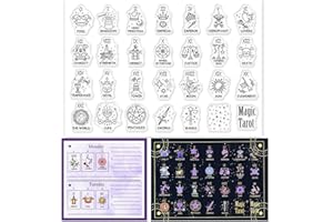 GLOBLELAND Mystic Tarot Pattern Silicone Clear Stamp Magic Transparent Stamp Fantasy Diary Clear Stamps for Scrapbook Journal Card Making 4.3 x 6.3 Inch