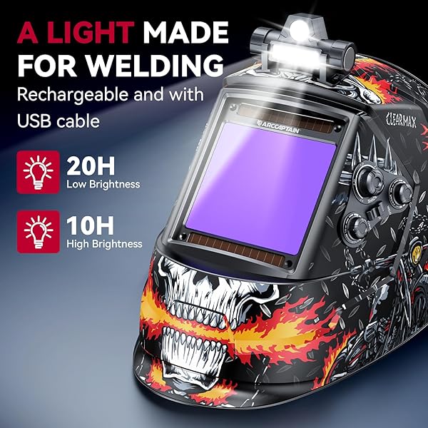 ARCCAPTAIN 3.94″ X 3.66″ AUTO DARKENING WELDING HELMET, SOLAR POWERED TRUE COLOR WELDING HOOD, 1/1/1/1 TOP OPTICAL CLARITY WELDER HELMET, 4 ARC SENSOR WIDE SHADE 4/5-9/9-13 FOR STICK MIG TIG CUT