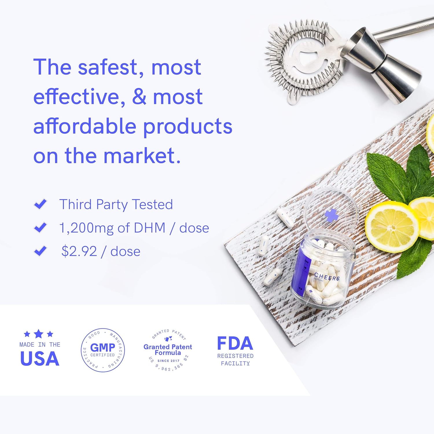 Cheers Restore After-Alcohol Aid Pills with Dihydromyricetin (DHM), (36 Count) - Reduces GABAa Rebound. A Flavonoid Supplement with Milk Thistle: Health & Personal Care