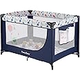 Pamo Babe Travel Foldable Portable Bassinet Baby Infant Comfortable Play Yard Crib Cot with Soft Mattress, Breathable Mesh Wa