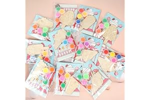 LARDUX 24pcs Ice Cream Party Favors Wood Painting Crafts - 8 Styles Ice Cream Shape Unfinished Woodchips Cutouts Craft Kits with Glow in The Dark Paint DIY Party Favors Birthday Party Decorations