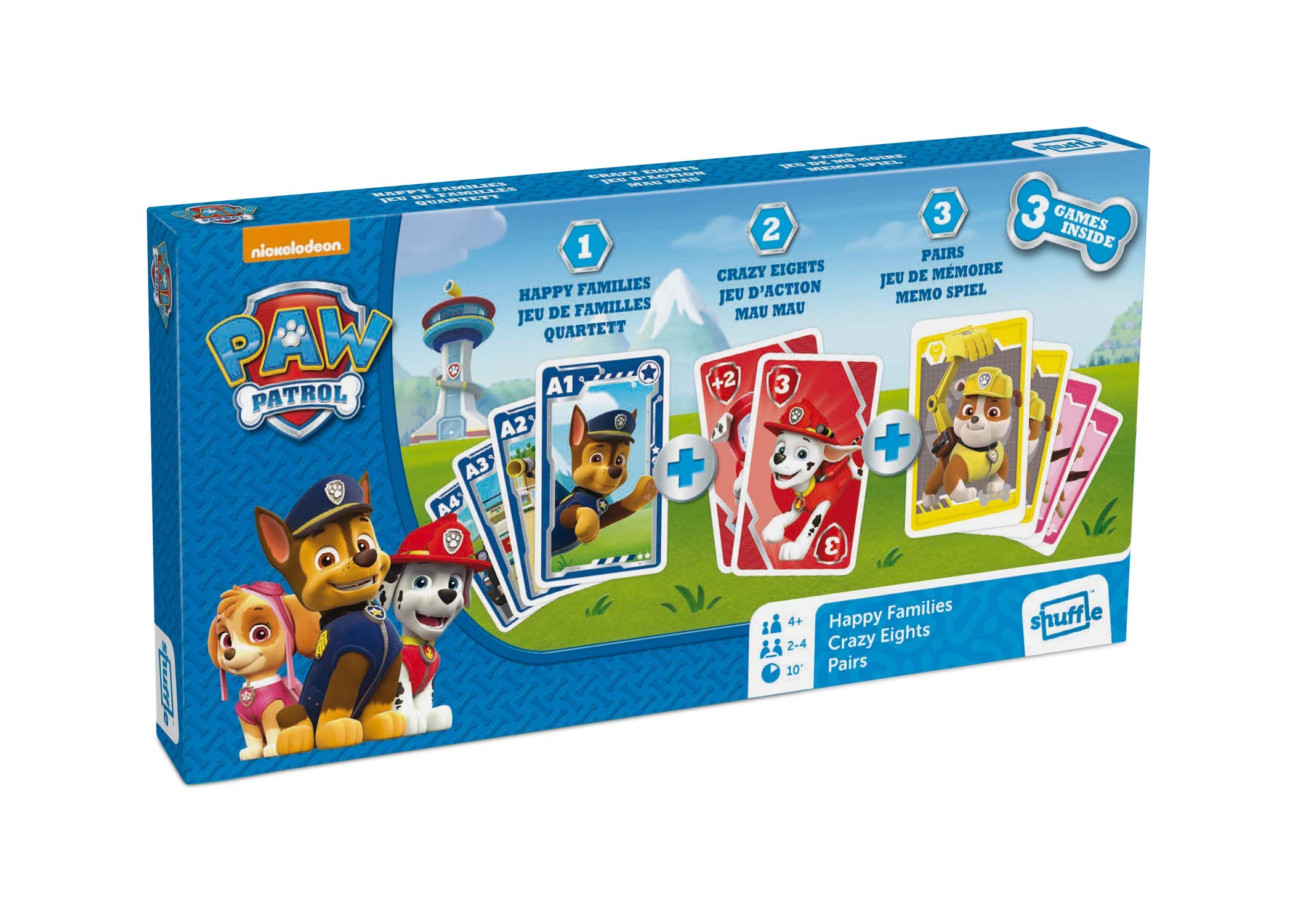 Cartamundi Paw Patrol | Card Games Tripack | Play Happy Families, Crazy Eights or Memo with your favourite Paw Patrol characters | Ages 4+