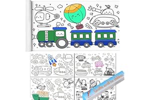 USGOHIN Coloring Paper Roll, Sticky Drawing Paper Roll for Water Color Pen Pencil Crayon, 118x11.8″Large Painting Sheet for Kindergarten Home Ideal Early Education Gift idea for Birthday (Transportation)