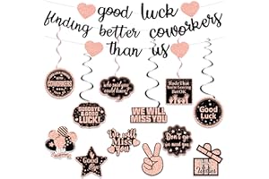 ZHAOQIZENG Pre-Strung Good Luck Finding Better Coworkers Than Us Banner, Gold Glitter Going Away Party We Will Miss You Decorations, Great for Goodbye Farewell Job Change Party