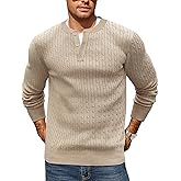 COOFANDY Men's Knit Henley Sweater Long Sleeve Button Down Fall Sweaters and Pullovers