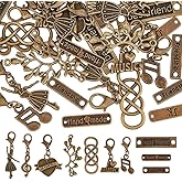 BENECREAT 40 Pcs Mixed Antique Bronze Charms, 10 Styles Vintage Alloy Dangle Pendants Lobster Clasp Charms for DIY Necklace Bracelet Keychains Jewelry Making