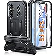 FNTCASE for Samsung Galaxy S24-FE Case: Military Grade Drop Proof Protection Mobile Cover with Kickstand | Matte Textured Rugged Shockproof TPU | Protective Sturdy Phone Case Black