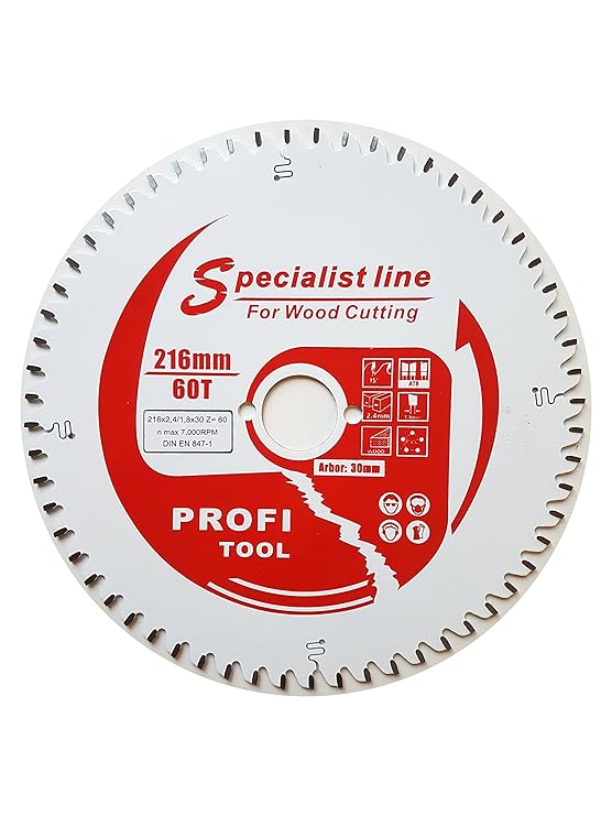 profi-tool-germany HM-Sägeblatt 216 x 2,4 x 30 Z= 60 WZ Feinschnitt negativ mit Antihaft Beschichtung