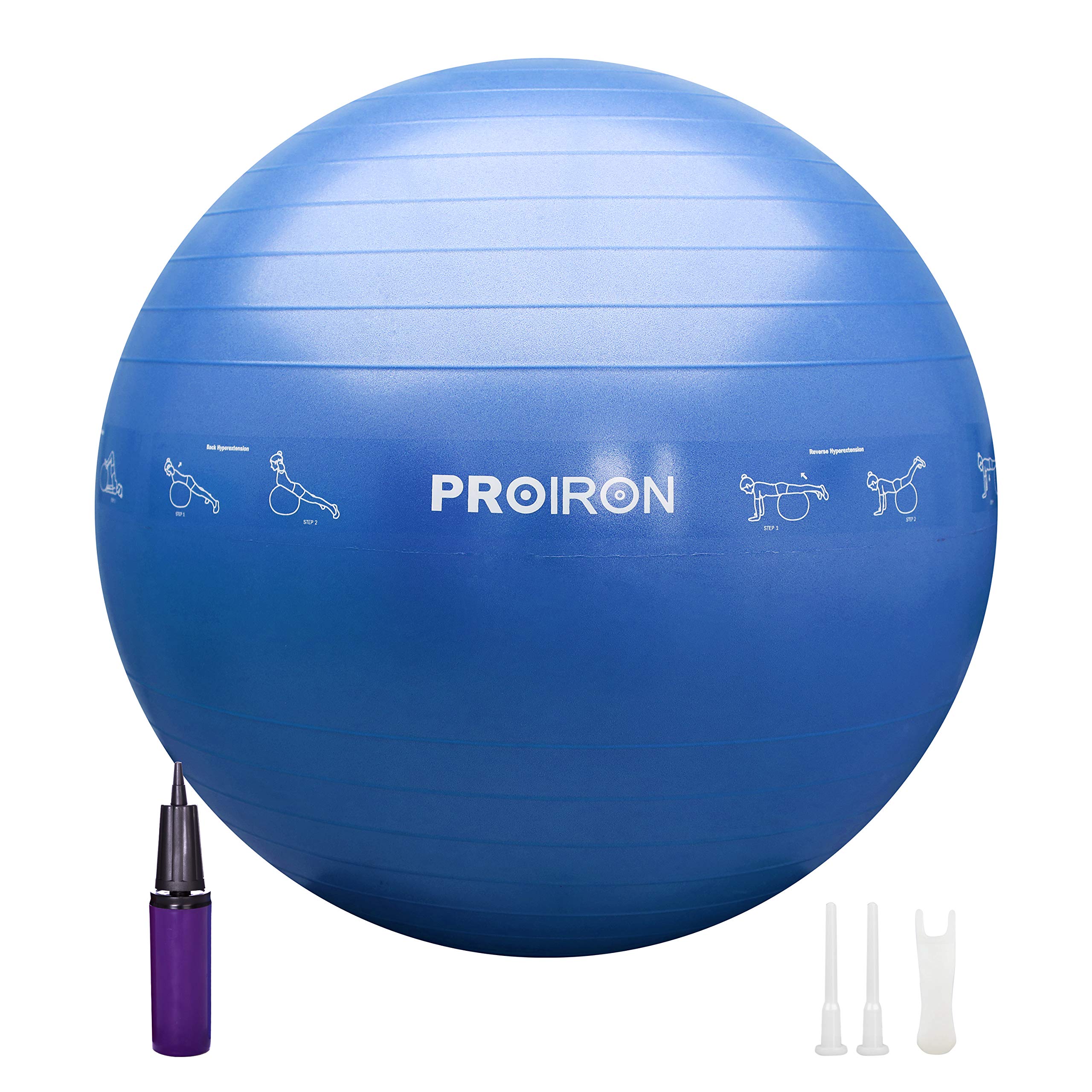 PROIRON Extra Thick Exercise Ball With Postures Shown, 55cm 65cm 75cm, Anti-Burst Gym Swiss Ball With Pump for Yoga, Pilates, Fitness